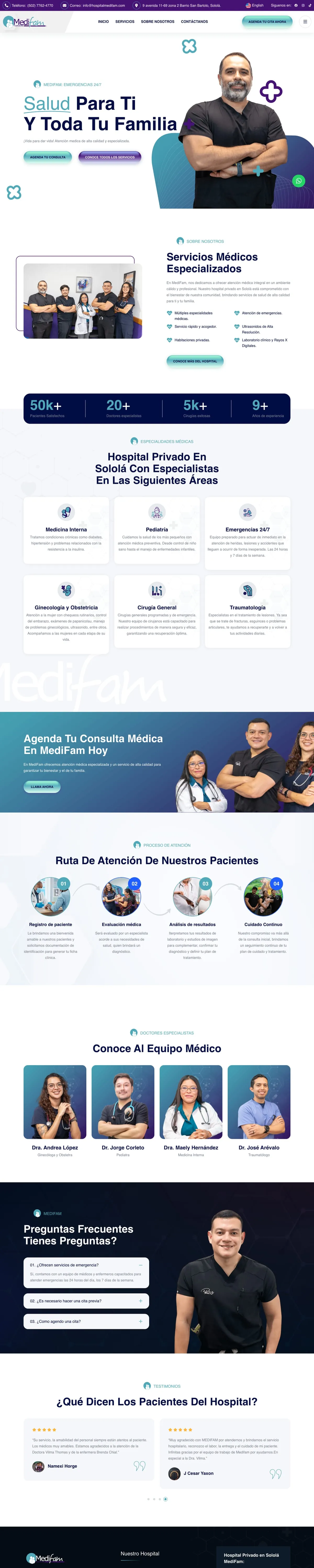 Página de inicio del sitio de MediFam